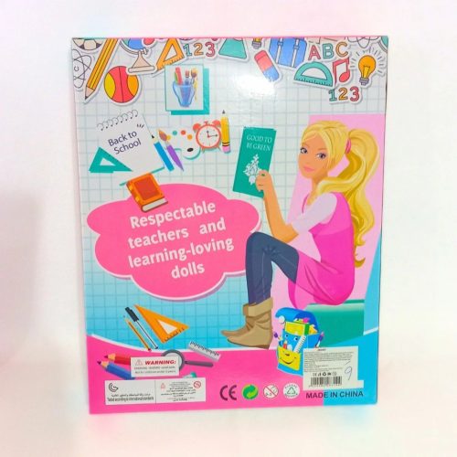 Happy Teacher biciklis tanárnő baba szett – 29 cm baba, kerékpár, kiegészítők (Új, 3+)