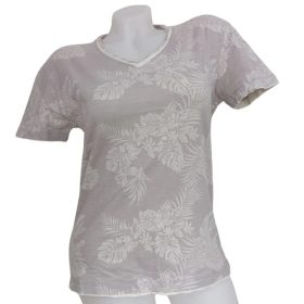   Antony Morato halványlila V-nyakú top nagyleveles mintával – S