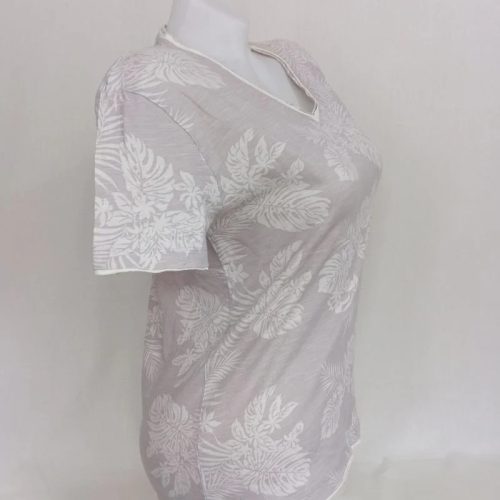 Antony Morato halványlila V-nyakú top nagyleveles mintával – S