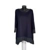 Bloomchic sötétkék oversize tunika – kockás részletekkel, 42/44/46