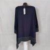 Bloomchic sötétkék oversize tunika – kockás részletekkel, 42/44/46