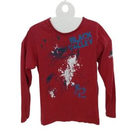   C&A bordó hosszú ujjú fiú póló – Black Valley minta, 134/140