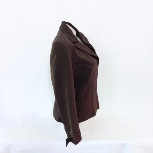 Caroll elegáns barna női blézer – vállpárnás, alkalmi zakó, 44-es méret