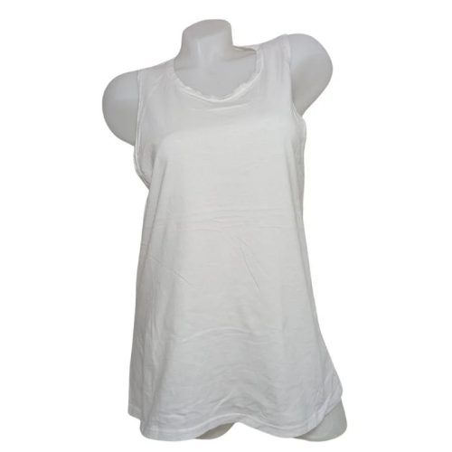 Charget fehér hátul mélyen kivágott ujjatlan tank top - M
