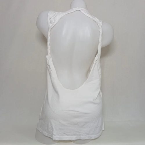 Charget fehér hátul mélyen kivágott ujjatlan tank top - M