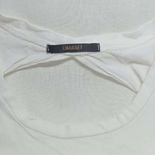 Charget fehér hátul mélyen kivágott ujjatlan tank top - M