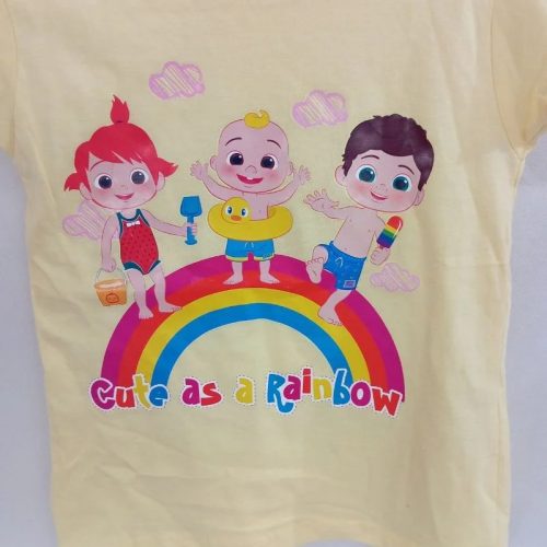 Cocomelon sárga alapon színes mintás lányka póló 98/104