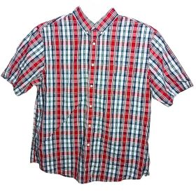   Docker’s férfi kockás rövid ujjú ing – piros-zöld-fehér, XL