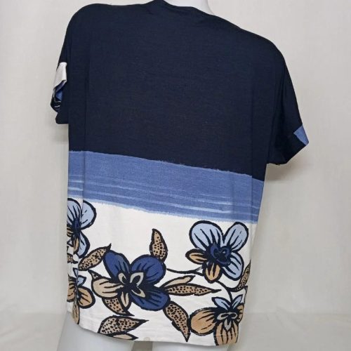 Emilfa sötétkék-krém felső kék virágmintával – XXL 