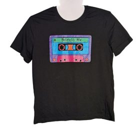 George kazettás mintás fekete férfi póló – L méret