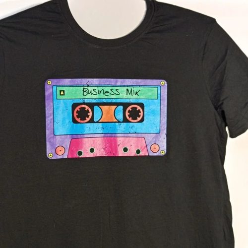 George kazettás mintás fekete férfi póló – L méret