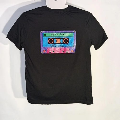 George kazettás mintás fekete férfi póló – L méret