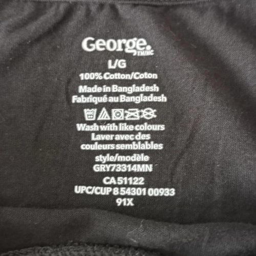 George kazettás mintás fekete férfi póló – L méret