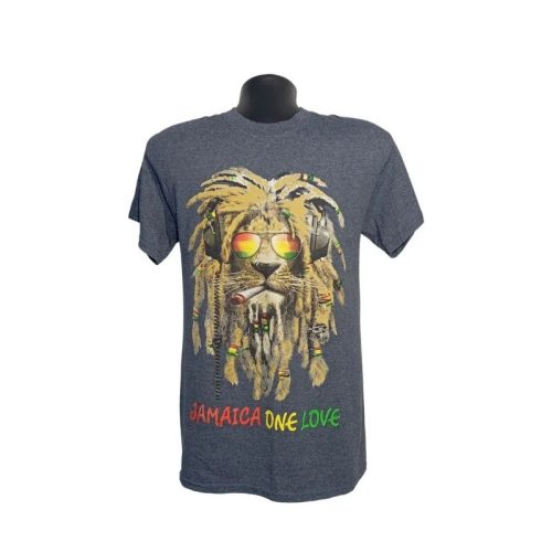 Gildan Jamaica one love reggae stílusú szürke póló