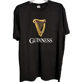   Guinness fekete férfi póló L-es méret – arany hárfa logóval