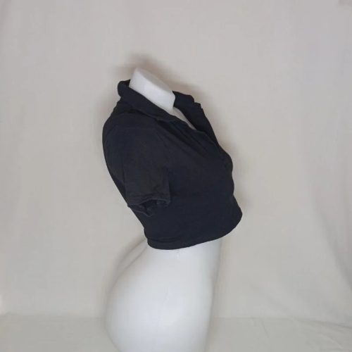 H&M DIVIDED fekete galléros crop-top – S méret