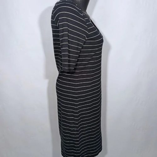 H&M fekete-fehér csíkos pamut midi ruha – M (89 cm)