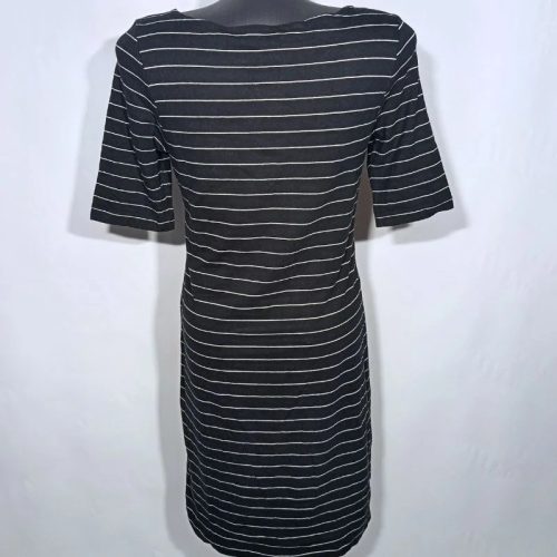 H&M fekete-fehér csíkos pamut midi ruha – M (89 cm)