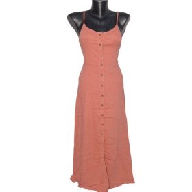   Hollister-terrakotta-lenvászon-nyári-midi ruha-kivágott hátrésszel-S