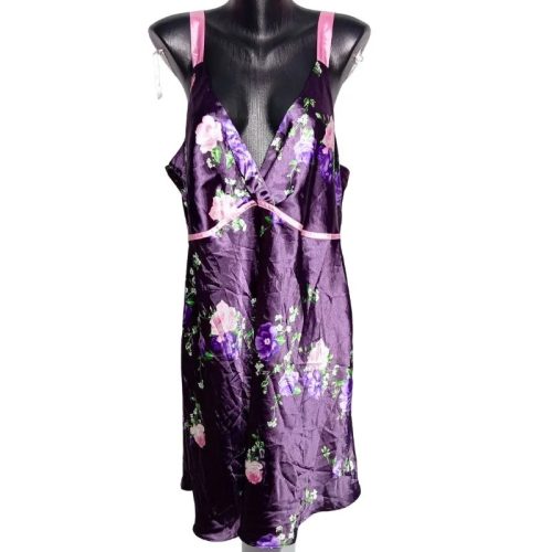 Jones New York lila virágmintás hálóing – 2XL, szatén hatású, új