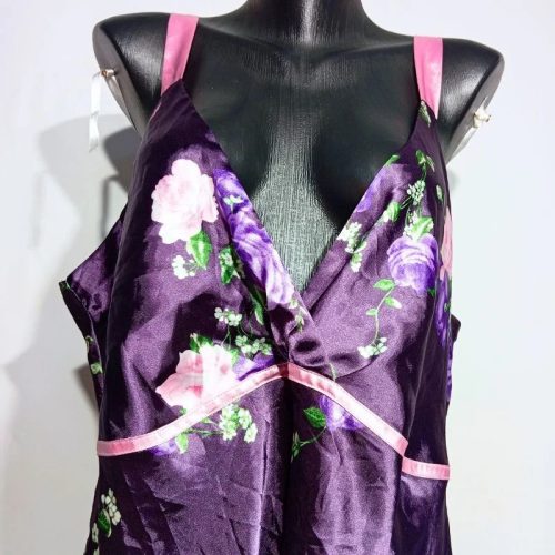 Jones New York lila virágmintás hálóing – 2XL, szatén hatású, új