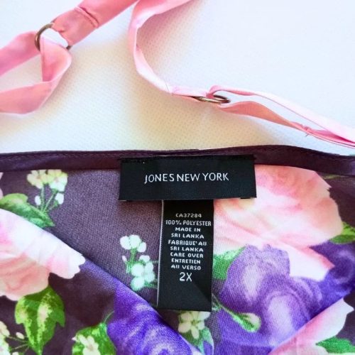 Jones New York lila virágmintás hálóing – 2XL, szatén hatású, új