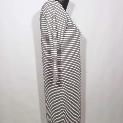 KIABI szürke-fehér csíkos bordázott pamut ruha – XS