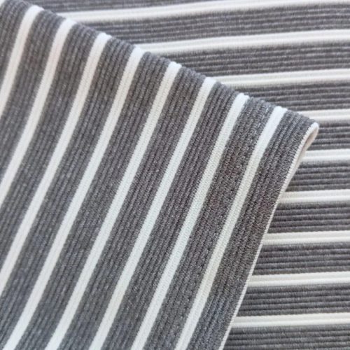 KIABI szürke-fehér csíkos bordázott pamut ruha – XS