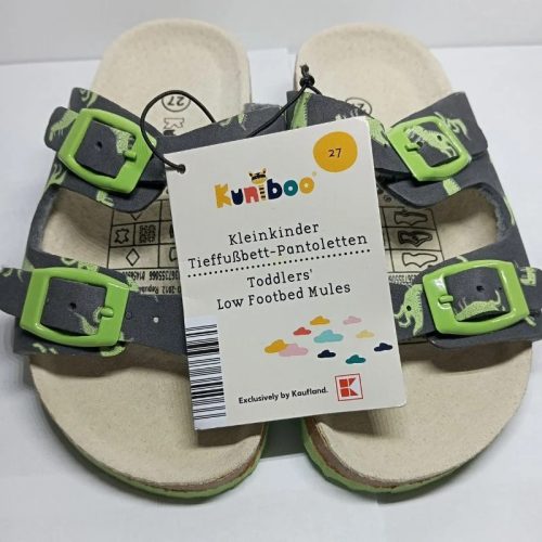 Kuniboo kisfiú dinoszaurusz mintás papucs – szürke, 27