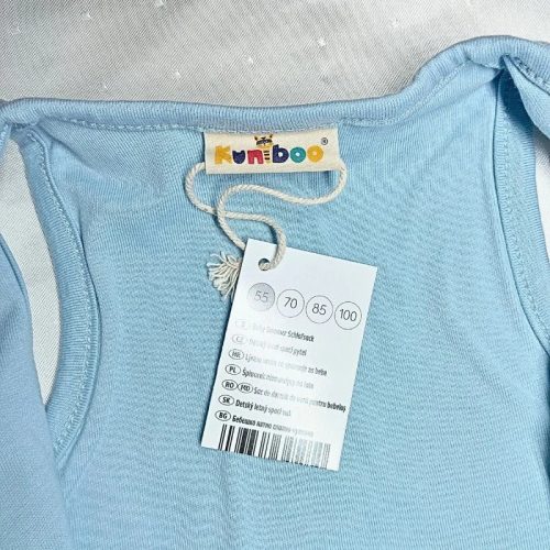 Kuniboo világoskék csíkos nyári babahálózsák – 55 cm