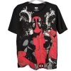 Marvel Deadpool Férfi Póló – Fekete-Piros Szuperhős Minta, M Méret