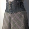 Mayo Chix-elegáns-kockás-szoknya-denim-betéttel