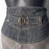 Mayo Chix-elegáns-kockás-szoknya-denim-betéttel