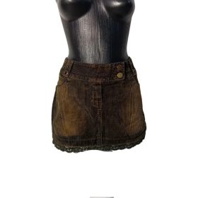   Mayo Chix-bársony zöld miniszoknya csipkés szegéllyel, új, S