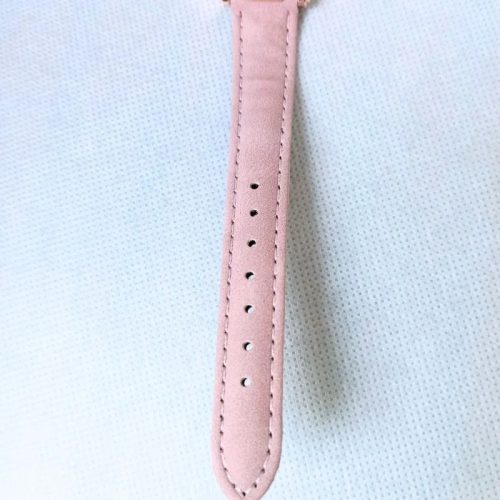 Csillogó rózsaarany női karóra kristályos számlappal – lazac színű szíjjal