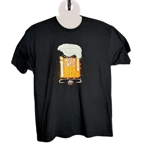 Férfi fekete Minhas Beer O’Clock grafikai mintás pamut póló – XL