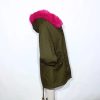 Ciklámen szőrmebéléses khaki parka kabát (EU 34 / XS)