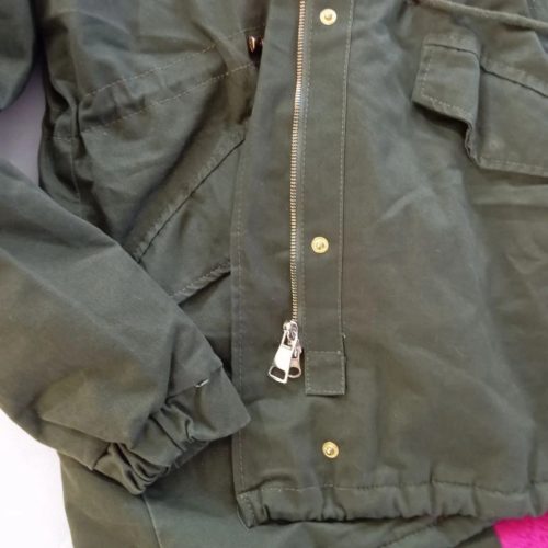 Ciklámen szőrmebéléses khaki parka kabát (EU 34 / XS)