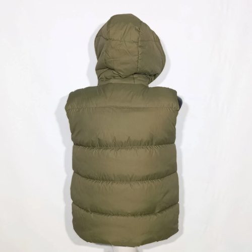Olívazöld női pufi mellény kapucnival – EU 38/40 (M)