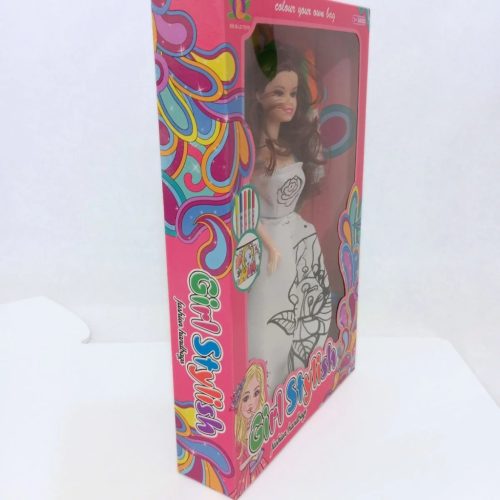 Girl Stylish színezhető ruha babaszett filctollakkal, kreatív gyerekjáték 3+ – 28 cm baba