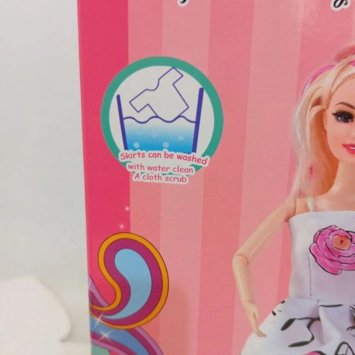 Girl Stylish színezhető ruha babaszett filctollakkal, kreatív gyerekjáték 3+ – 28 cm baba