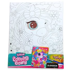   Egyszarvús Festővászon Készlet (23,5×30 cm) – Glitter Coloring Board – Új, Bontatlan