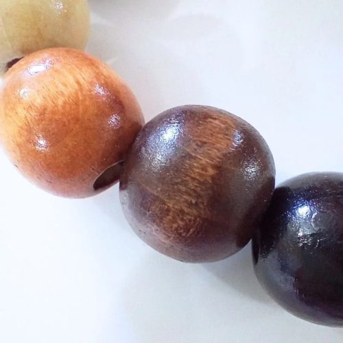 Natúr fa gyöngy nyaklánc és karkötő szett – gumis zsinóron, kézzel fűzött