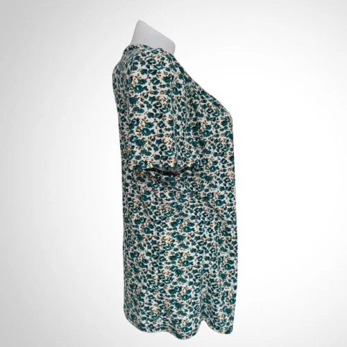 Zöld virágmintás átlapolós felső