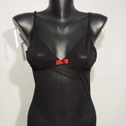 Fekete hálós átlátszó női hálóing masnival (38/40)