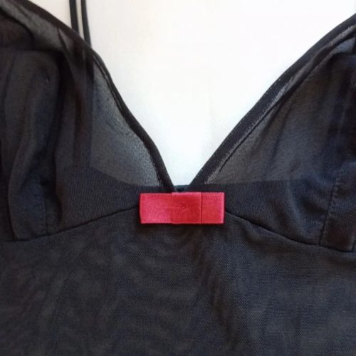 Fekete hálós átlátszó női hálóing masnival (38/40)