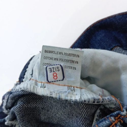 Kislány farmernadrág horgolt virág díszítéssel -128 – trapéz szárú, hímzett