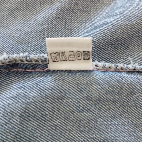 Kislány farmerdzseki rózsaszín csíkos ujjrésszel – 128-134-es, hímzett mintával