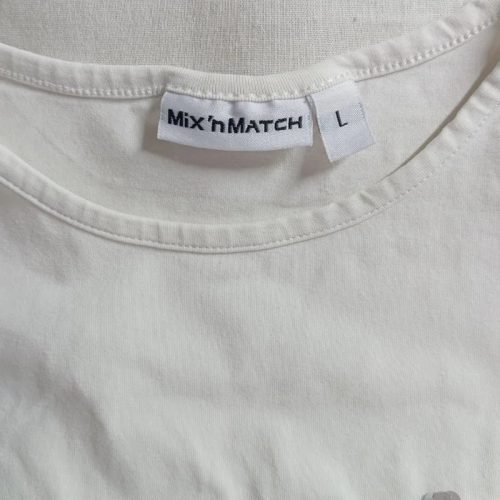 Mix’n Match fehér flitteres “MUSIC” női top – L