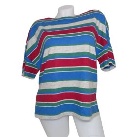   Nice & Chic színes csíkos ejtett vállú oversized póló – L méret